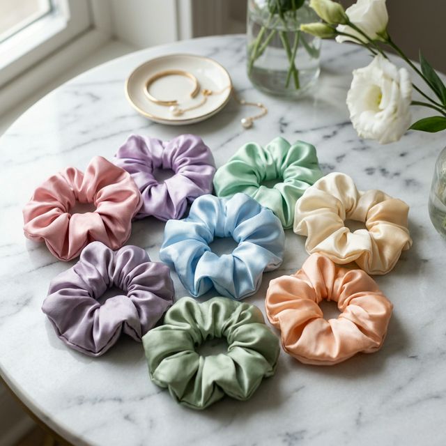Colección de scrunchies de seda premium